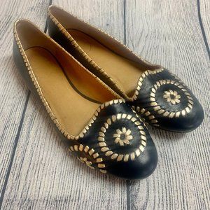 Jack Rogers Waverly Blue Rope Laced Leather Flats 9M